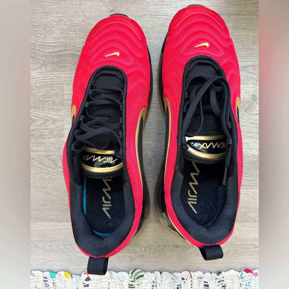 Excellent shape air max 720 red, gold, and black.